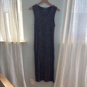 Elegant Black Floral Dress XS Organic Cotton